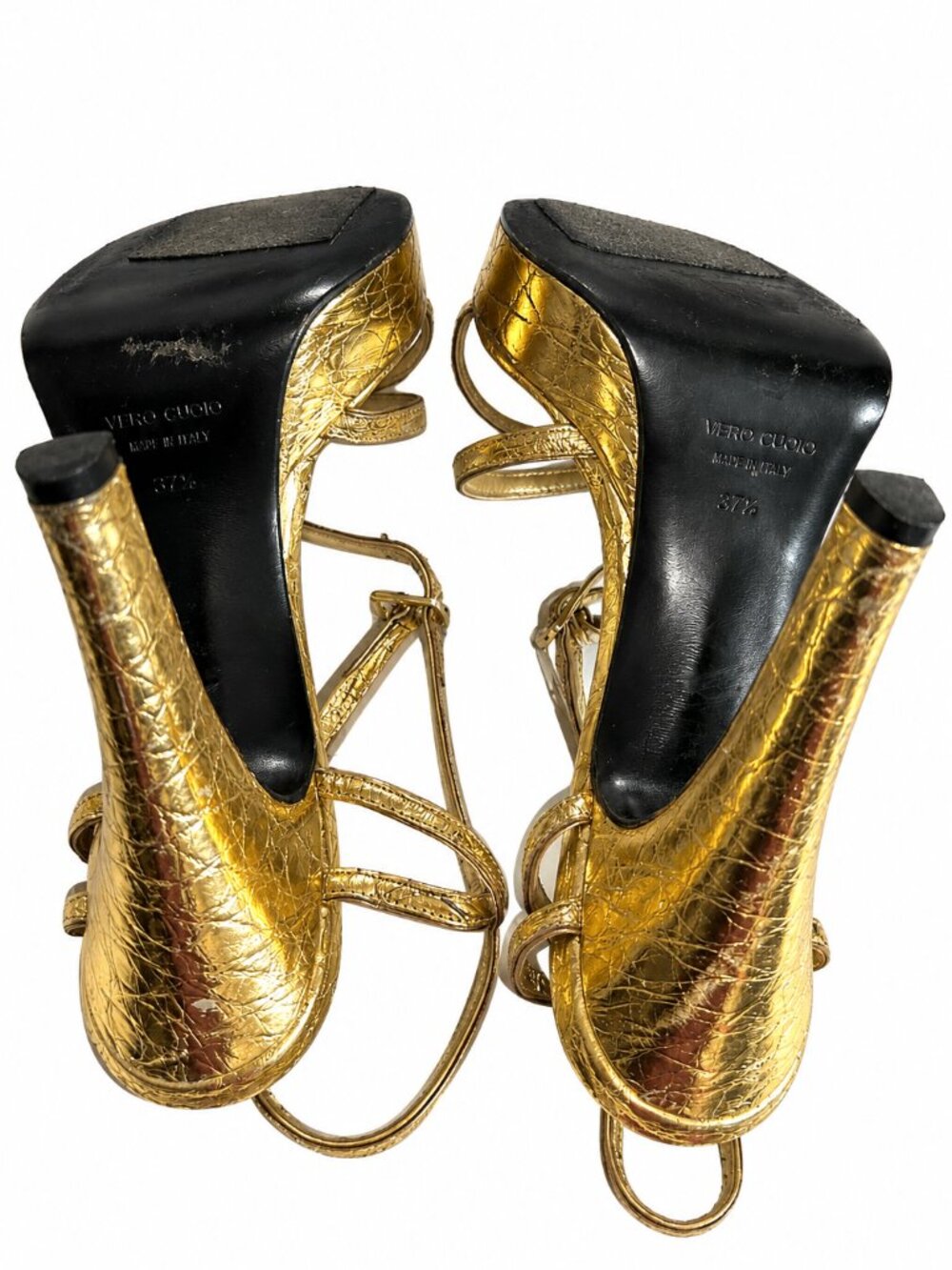Dolce & Gabbana Gold Ankle Strap Sandals Women 7.5